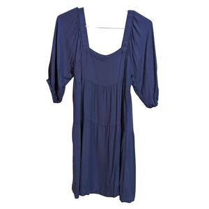 Hunter & Brown Square Neck Puff Sleeve Lightweight Tiered Babydoll Dress Size M